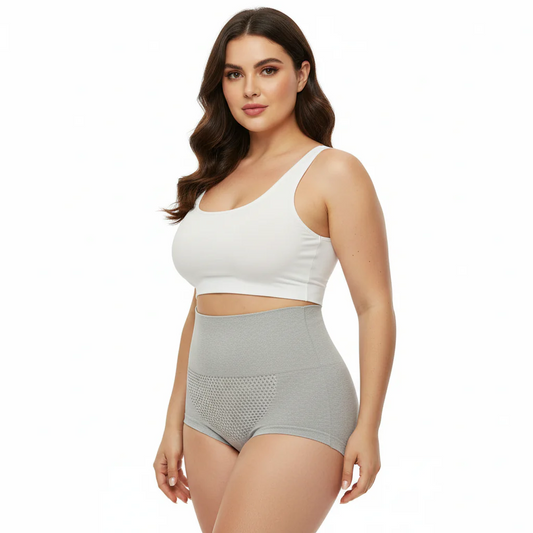 High-Waisted Tummy-Tucking Seamlesss Underwears Gray Pack Of 2