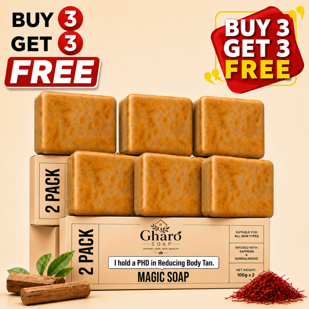 Gharo Sandalwood & Saffron Magic Soap – Buy 3 Get 3 Free