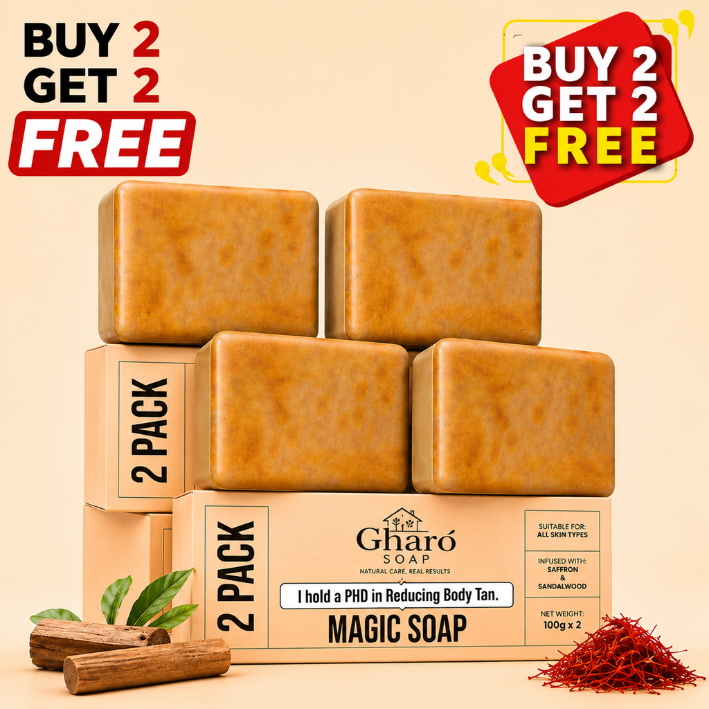 Gharo Sandalwood & Saffron Magic Soap – Buy 2 Get 2 Free