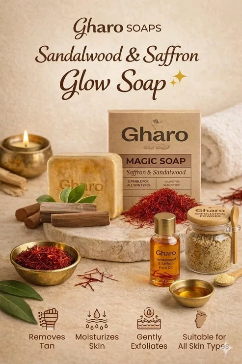 Gharo Soaps Sandalwood & Saffron Magic Soaps For Bath ( pack of 3)