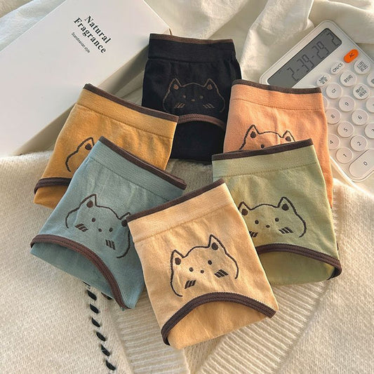 Cozy Cat Embroidered Briefs Pack Of 4