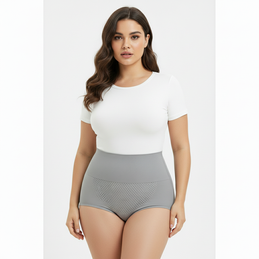 High-Waisted Tummy-Tucking Seamless Underwear Gray Pack Of 2